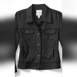 Tommy Bahama Linen Raw Edge Jacket Size M Black